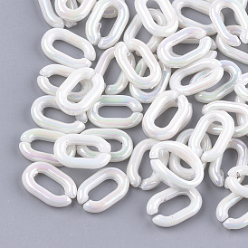 Acrylic Imitation Pearl Linking Rings, Quick Link Connectors, For Jewelry Chains Making, AB Color, Oval