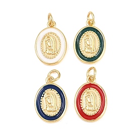 Латунные подвески, с эмалью, овал с подвесками Девы Марии, без кадмия и без свинца, реальный 18 k позолоченный
