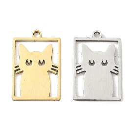 304 подвески из нержавеющей стали, прямоугольник в форме кошки