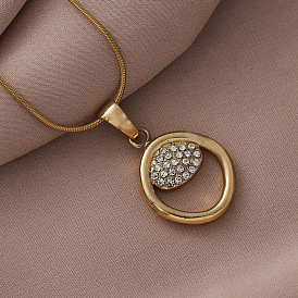 304 Женские ожерелья с подвесками из нержавеющей стали и кристаллами горного хрусталя