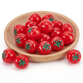 22шт непрозрачные шарики из смолы, без отверстия , помидор
