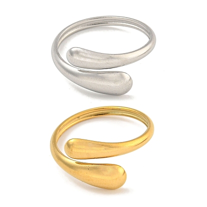 Ионное покрытие (ip) 304 каплевидное открытое манжетное кольцо из нержавеющей стали для женщин