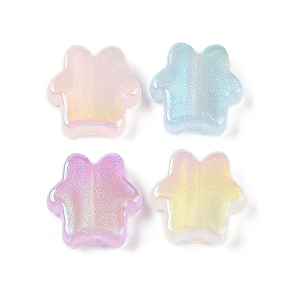 Transparent Acrylic Beads, Star, with Glitter
