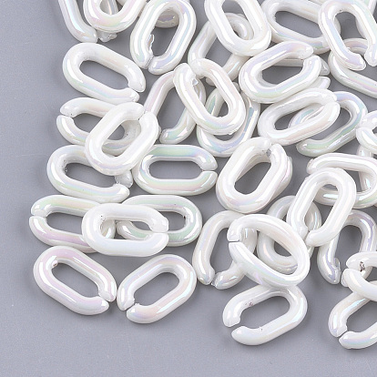 Acrylic Imitation Pearl Linking Rings, Quick Link Connectors, For Jewelry Chains Making, AB Color, Oval