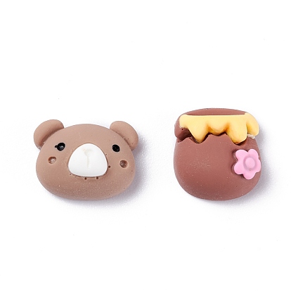 Opaque Resin Cabochons, Bear & Honey Jar