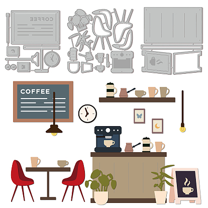 3 шт 3 стили трафареты для резки углеродистой стали тема кафе, для diy scrapbooking, Фотоальбом, декоративная бумага для тиснения, цвет нержавеющей стали, кофе узор