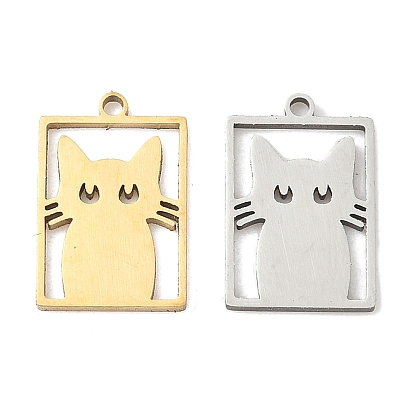 304 подвески из нержавеющей стали, прямоугольник в форме кошки