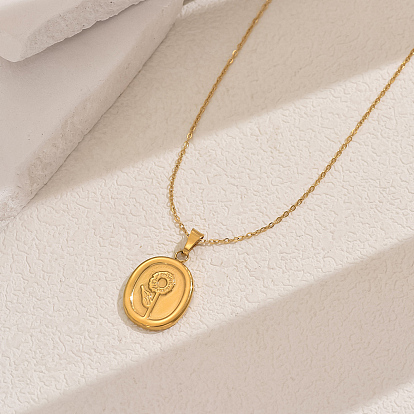 Женские ожерелья из нержавеющей стали в форме овала с цветком во французском винтажном стиле