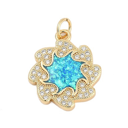 Латунные микро проложить кубического циркония подвески, , с синтетическим опалом и переходным кольцом, долговечный, стойки покрытие, без свинца и без кадмия