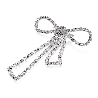 Crystal Rhinestone Bowknot Lapel Pin, Creative Brass Badge for Backpack Clothes
