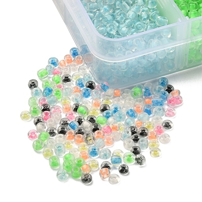 3600Pcs 8 Color Luminous Transparent Glass Seed Beads, Round