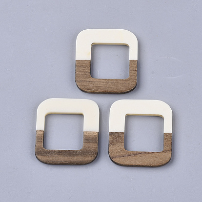 Resin & Walnut Wood Linking Rings, Rectangle Ring