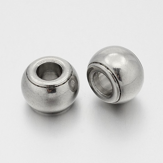 Rondelle 201 Stainless Steel Large Hole Beads, 13x9mm, Hole: 6mm