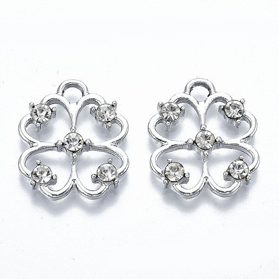 Подвески из сплава с УФ покрытием, с кристально горный хрусталь, клевер, без кадмия и без свинца