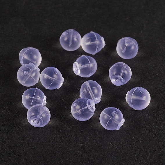 Eco-Friendly Silicone Ear Nuts, Earring Backs, Half Drilled, Round