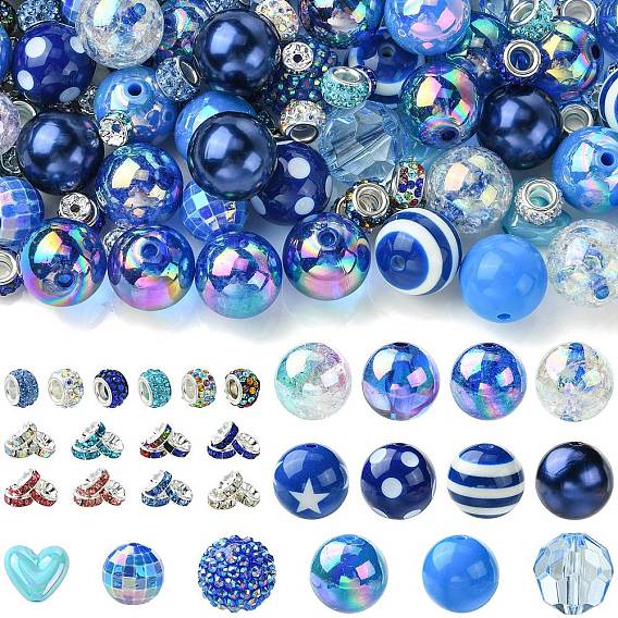 DIY Jewelry Making Kits, including 50Pcs Acrylic & Resin & Plastic Beads, 50Pcs Polymer Clay Rhinestone Beads, 50Pcs Brass Rhinestone Spacer Beads, Mixed Shapes