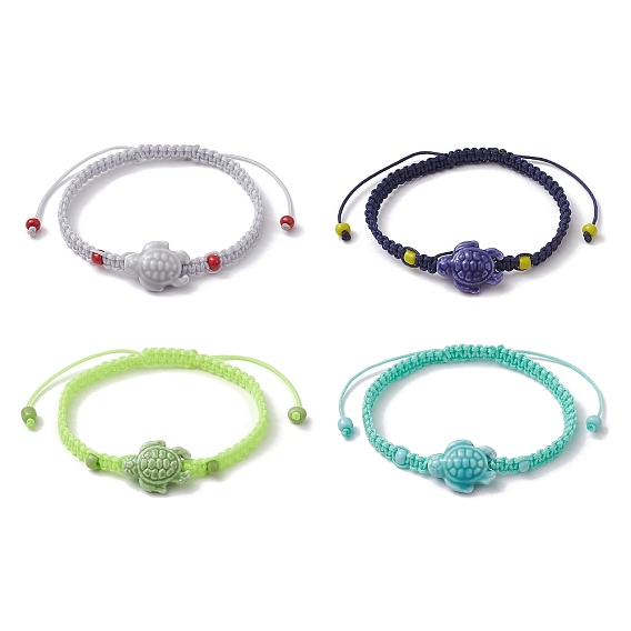 Фарфоровые браслеты из плетенных бусин черепаха, нейлоновый регулируемый браслет