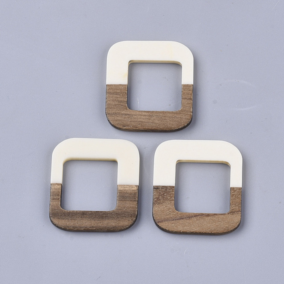 Resin & Walnut Wood Linking Rings, Rectangle Ring