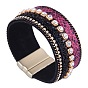Stylish Leather and Diamond Magnetic Clasp Bracelet for Any Occasion