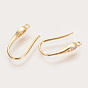 Brass Cubic Zirconia Earring Hooks, Ear Wire, with Horizontal Loop, Nickel Free, Real 18K Gold Plated