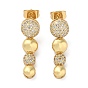 Brass Micro Pave Cubic Zirconia Dangle Stud Earrings, Real 18K Gold Plated