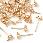SHEGRACE Brass Stud Earring Findings, Round, Rhinestone Settings, Lead Free & Cadmium Free & Nickel Free