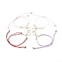 Adjustable Nylon Thread Charm Bracelets, with Brass Charm and Link, Heart