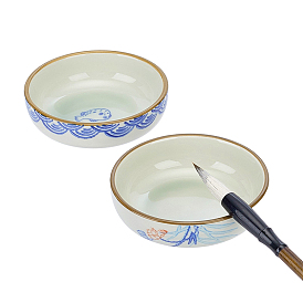 2 piezas 2 estilos tintero de porcelana, plano y redondo