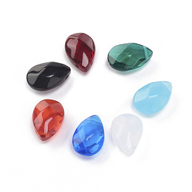 Glass Charms, Faceted, Teardrop