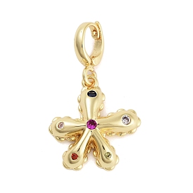 Brass with Cubic Zirconia Pendants, Flower Charms