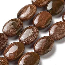Synthetic Goldstone Beads Strands, Flat Oval