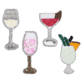 4 pièces 4 styles accessoires décoratifs en feutrine pour cocktails, avec des perles en verre de graine, coudre des écussons sur des vêtements, adapté à la robe de mariée, vêtements de performance