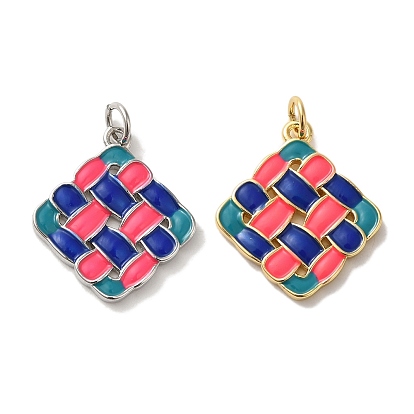 Стойки обшивки латунные подвески, с эмалью и кольцом для прыжков, без кадмия и без свинца, долговечный, ромбовидный шарм