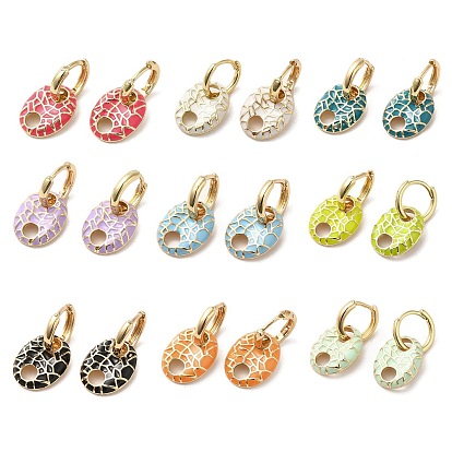 Овальные серьги-кольца из настоящей позолоченной латуни 18k, с эмалью