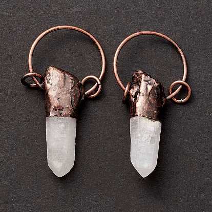 Natural Quartz Crystal Big Pendants, with Tin Findings, Lead & Nickel & Cadmium Free, Nuggets