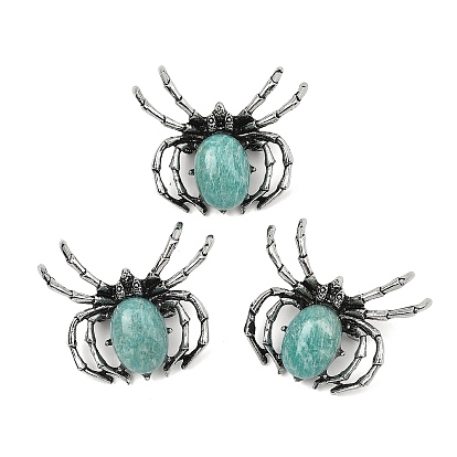 Броши-булавки из натурального амазонита из сплава, паук