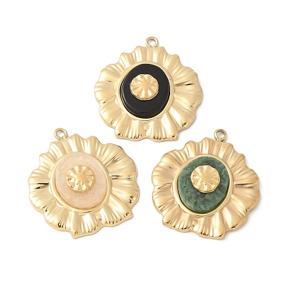 304 подвески из нержавеющей стали, , с природных драгоценных камней, ионное покрытие (ip)