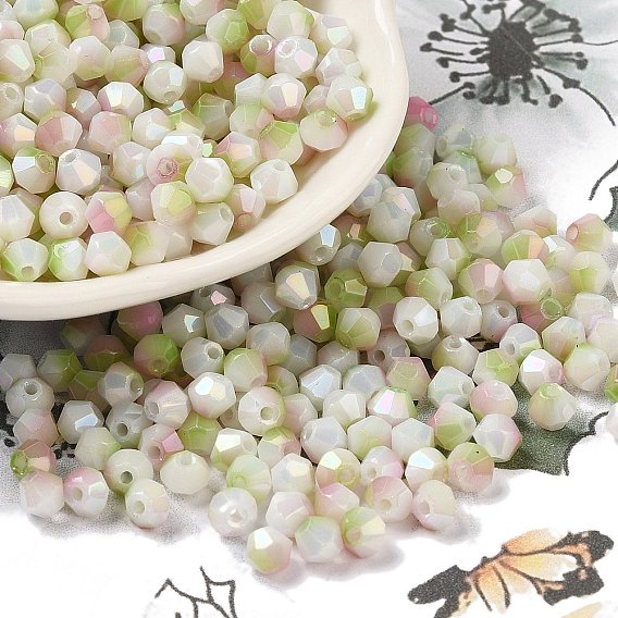 Двухцветный стеклянный бисер, окрашенный в технике запекания, граненые двухконусные