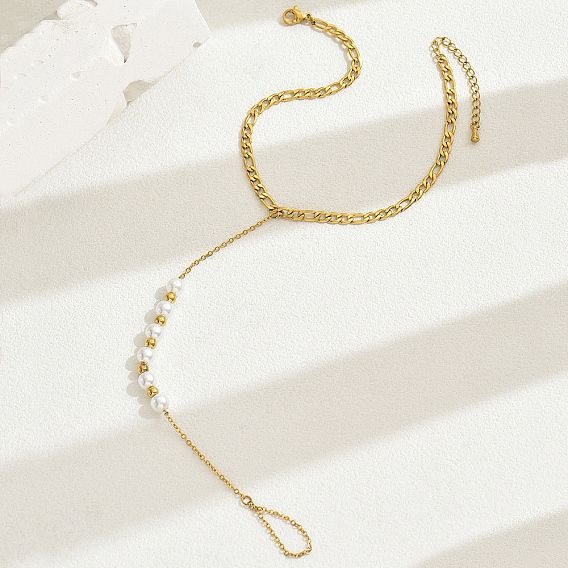 201 пляжные браслеты на пальцы ног из нержавеющей стали и круглого пластика с имитацией жемчуга, золотые