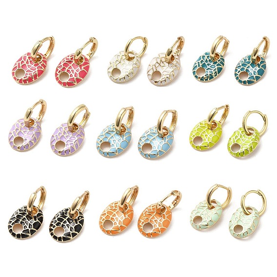 Овальные серьги-кольца из настоящей позолоченной латуни 18k, с эмалью