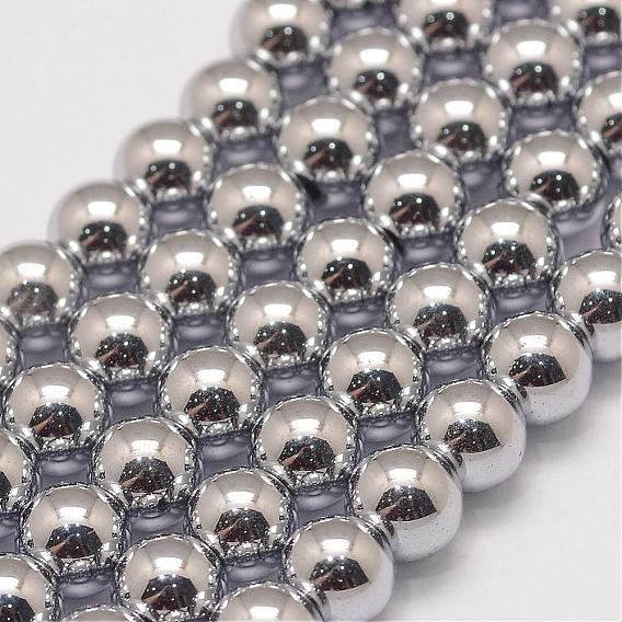 Grade AA Magnetic Synthetic Hematite Bead Strands, Round