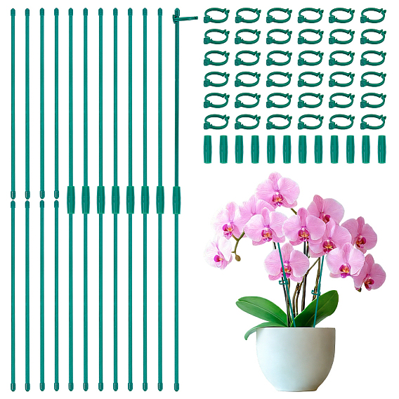 80Pcs Plastic Gardening Support Single Pole Buckle, with 40Pcs Plant Support Stakes and  20Pcs Gardening Support Single Pole Connecting Pipe
