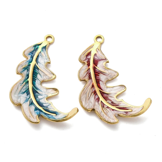 304 нержавеющей стальной эмали подвески, очарование перьев, вакуумное покрытие pvd, реальный 18 k позолоченный