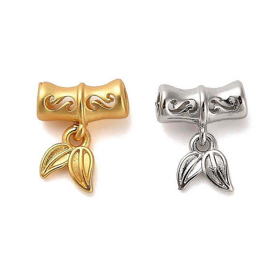 Латунные европейские подвески с подвесками, подвески с большими отверстиями из бамбуковых листьев, без кадмия, без никеля и без свинца