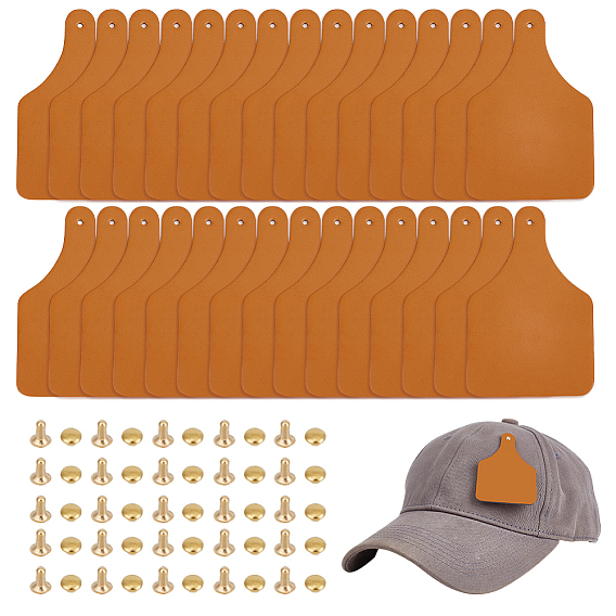 30 шт. бирки из искусственной кожи, с 30шт. латунных заклепок для одежды