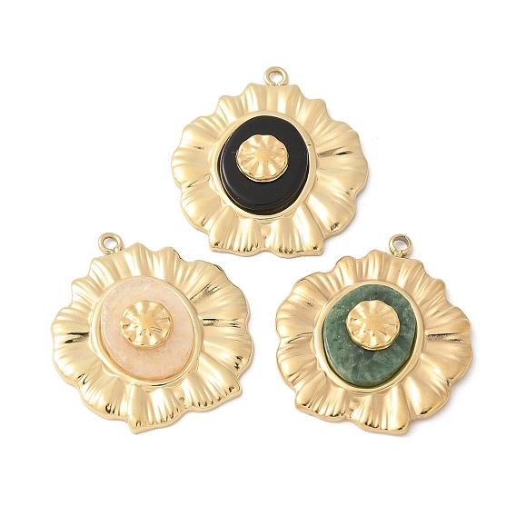 304 подвески из нержавеющей стали, , с природных драгоценных камней, ионное покрытие (ip)