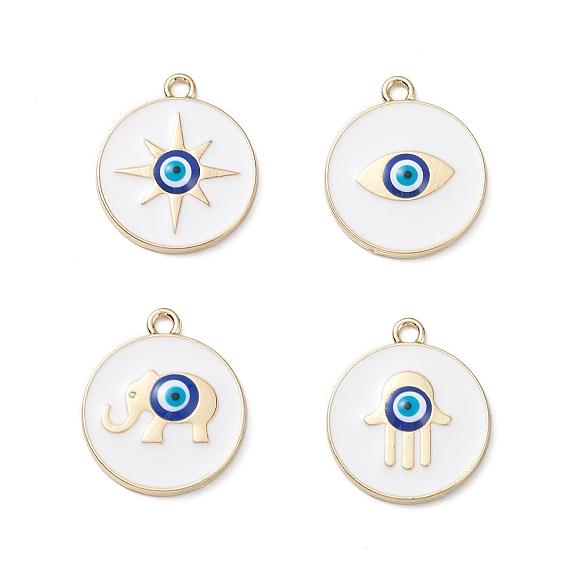 Панданы из сплава с эмалью в стиле злого глаза, золотые, плоская круглая подвеска в виде солнца/слона/глаза/хамсы