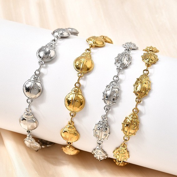 304 браслеты из нержавеющей стали с божьей коровкой для женщин