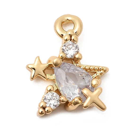 Латунные микропаве прозрачные кубические циркониевые подвески, звезда очарование