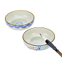 2Pcs 2 Styles Porcelain Ink Dish, Flat Round